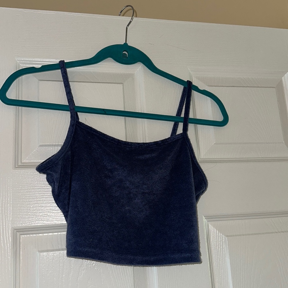 Terry navy crop top